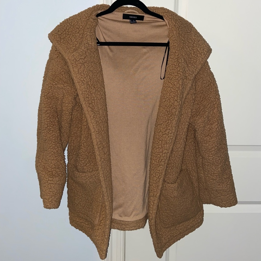 forever 21 teddy jacket - size: s
